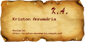 Kriston Annamária névjegykártya